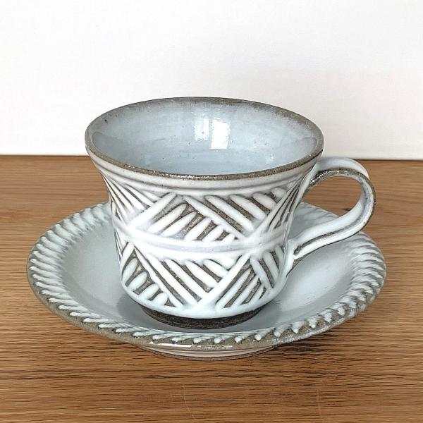 小代焼／コーヒーカップ＆ソーサー ソーサー鎬 陶器 おしゃれ 可愛い 和食器 ／小代本谷ちひろ窯
