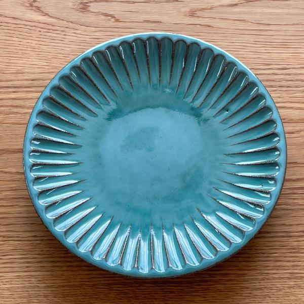 丹波焼／7寸皿／青／雅峰窯