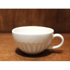 会津本郷焼／たっぷりマグ　白太しのぎ／樹ノ音工房