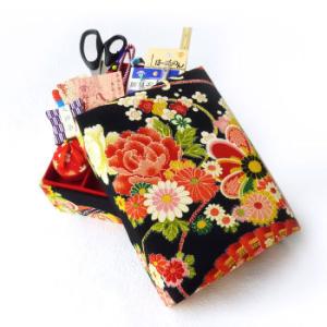 VA001]京都老舗みすや忠兵衛 友禅染お裁縫箱（大） 赤友禅[RPT