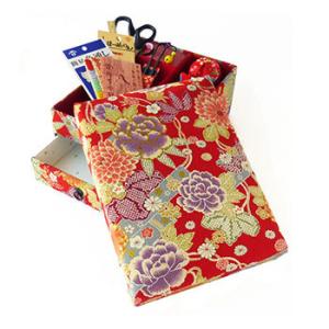 VA001]京都老舗みすや忠兵衛 友禅染お裁縫箱（大） 赤友禅[RPT