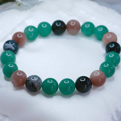 アベンチュリン＆ムーンストーン＆モスアゲート　メンズブレスレット　パワーストーン　天然石　送料無料