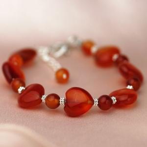 ハートカーネリアンレディースブレスレット　送料無料　パワーストーン天然石　仕事転職運