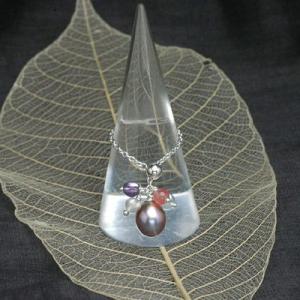 ラッキーパールリング/インカローズ＆アクアマリン＆ムーンストーン＆アメジスト　パワーストーン　天然石