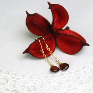 マロンカットガーネットピアス　/　ガーネット　パワーストーン　天然石
