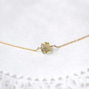 レモンクォーツキューブカットネックレス/レモンクォーツパワーストーン　天然石
