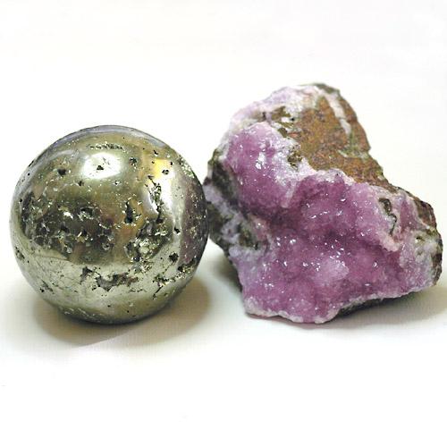 【キラキラペアー０２】コバルトカルサイト＆パイライト　ヒーリング　統合　送料無料