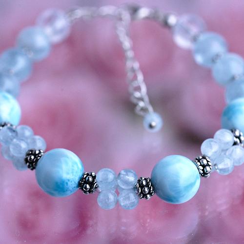 ラリマー＆アクアマリンaブレスレット　レディース　パワーストーン　天然石　送料無料