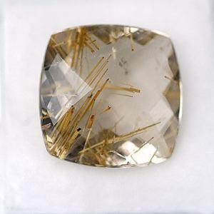 ルチルクォーツ　スクエアープリンセスカット　ルース　３７ｃｔｓ　天然石　パワーストーン　送料無料　財...