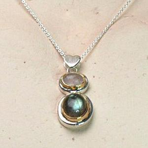 【在庫限り５０％オフセール】ラブラトライト＆ローズクォーツ・ウイザードペンダントトップ006 パワー...