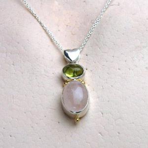 【在庫限り５割引セール】ぺリドット＆ローズクォーツ・ウイザードペンダントトップ008　パワーストーン...