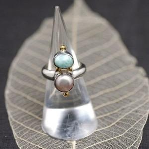 ラリマー＆パール・ウイザードパワーストーンリング4