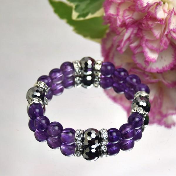 弥山(ミセン)テラヘルツブレスレットC　テラヘルツ１０ｍｍ　アメジスト8ｍｍ　パワーストーン　弥山テ...