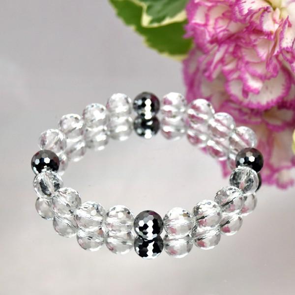 弥山(ミセン)テラヘルツブレスレットJ　水晶・テラヘルツ　ミラーカット１０ｍｍ　　聖地弥山パワーチャ...