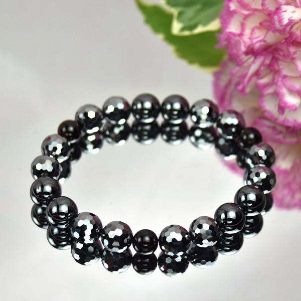 弥山（ミセン）テラヘルツブレスレットN　ガーネット・ヘマタイト・テラヘルツミラーカット１０ｍｍ　健康...