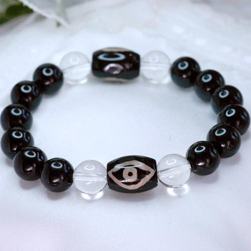 オニキス＆クォーツ　メンズブレスレット　パワーストーン　天然石　送料無料