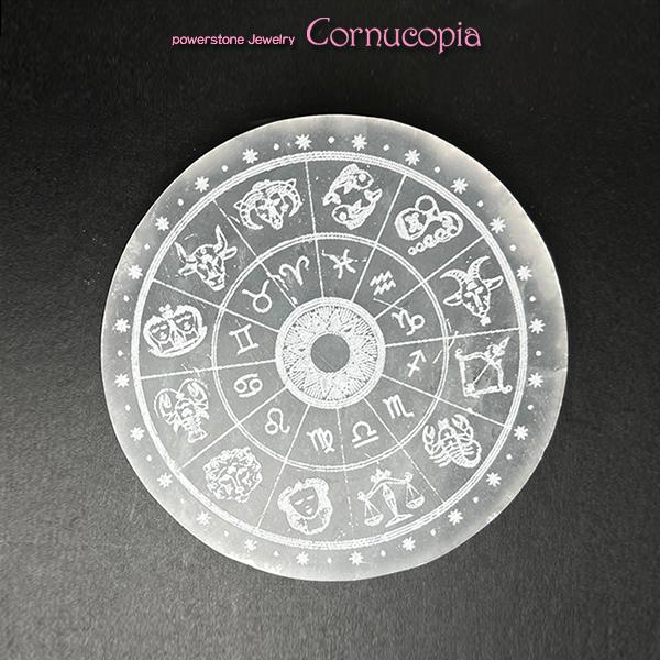 【新入荷】セレナイトパワープレート星座　パワーストーン　天然石　円形置石１２ｃｍ　オブジェ　ヒーリン...