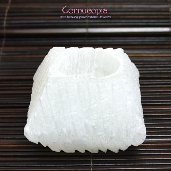 スクエアーセレナイトキャンドルホルダー　ホワイト