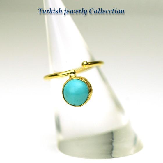 【売り尽くし半額】ターコイズ　ターキッシュターコイズリング2　指輪フリーサイズ　パワーストーン　12...