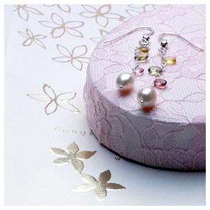 ハッピーレディパワーストーンピアス/トルマリン＆パールパワーストーン　天然石　送料無料