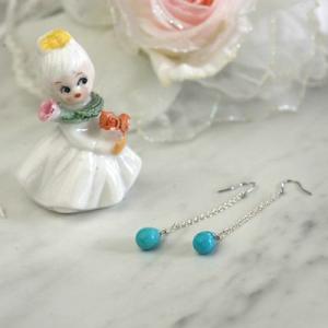 ターコイズドロップパワーストーンピアス　/　ターコイズ　パワーストーン　天然石