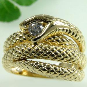 K18スネークリング指輪開運蛇リングダイヤモンドイエローゴールド