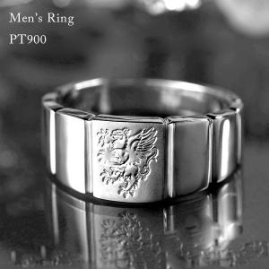 プラチナ 印台  メンズ リング 指輪 プラチナ900 ライオン 紋章｜corocoro