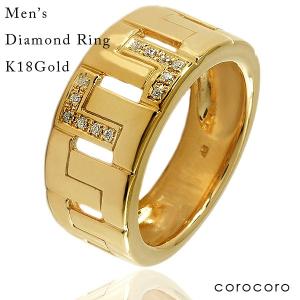 印台18金シグネットリングメンズリング K18金ゴールド梵字デザイン指輪