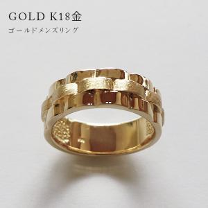 18金メンズリングダイヤモンドK18指輪イエローゴールド鷹男性用鷲