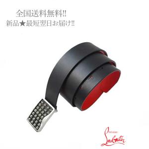 Christian Louboutin クリスチャン ルブタン Louis スパイク メタル ベルト イタリア製 ブラック 男 メンズ 新品 E227..