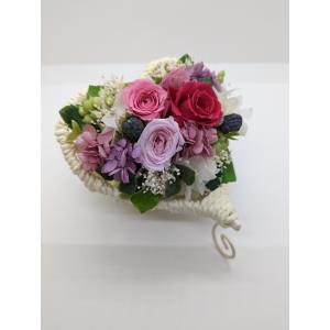 ハート カゴアレンジ お祝い 花ギフト ピンク...の詳細画像2