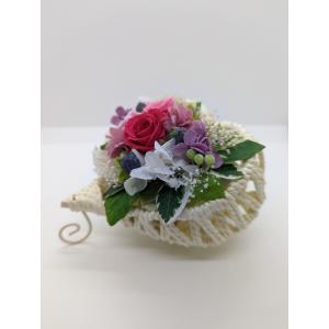 ハート カゴアレンジ お祝い 花ギフト ピンク...の詳細画像3