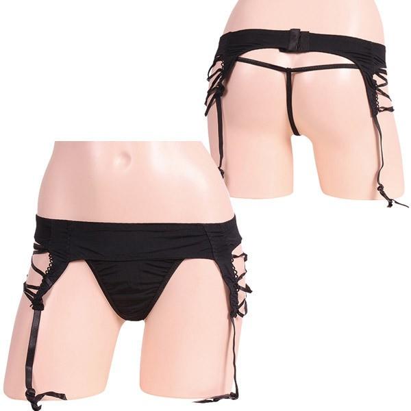 サイド編み上げガーター＆Tバックセット コスプレ 可愛い ストッキング ガーター ハロウィン イベン...