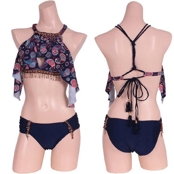 視線総取りネイビービキニ 水着 可愛い ビキニ 海 ビーチ プール リゾート イベント 大人 セクシ...