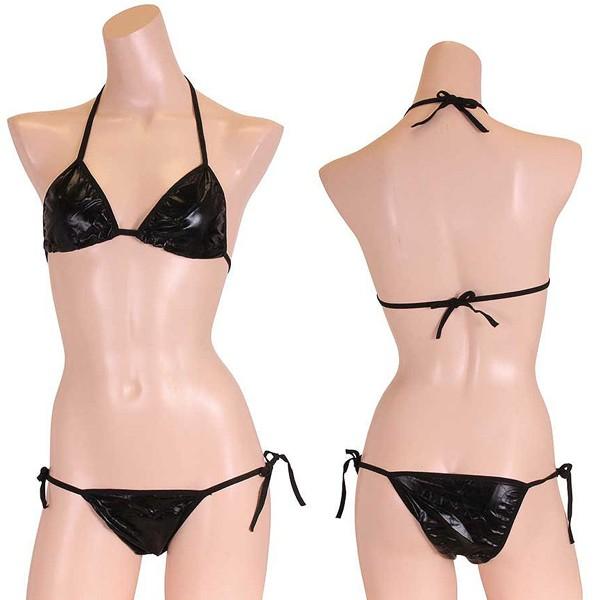 パキッとコントラストの効いたキラキラメタリックビキニ ブラック コスプレ小物 インナー アニメ アイ...