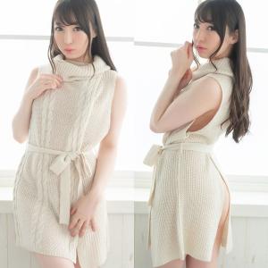 例のニット スキ見せワンピース アイボリー セ...の詳細画像1
