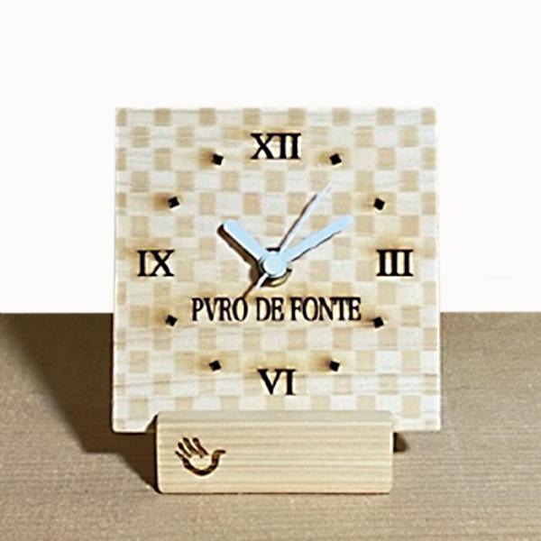 置き時計 おしゃれ 市松模様 スタンド台付きミニサイズ インテリア