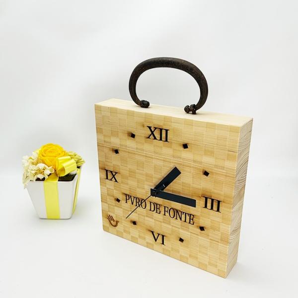 置き時計 取手付き おしゃれ 市松模様