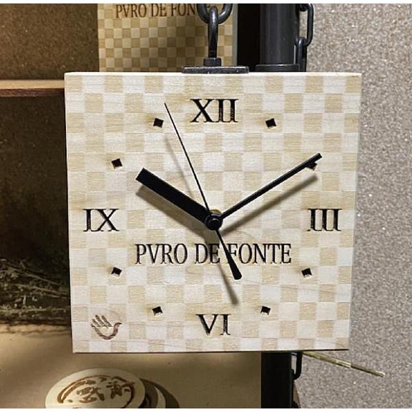 時計 壁掛け デジタル 日本製 ヒノキ 桧 時計  壁掛け時計 アンティーク 市松模様 天然木 ホウ...