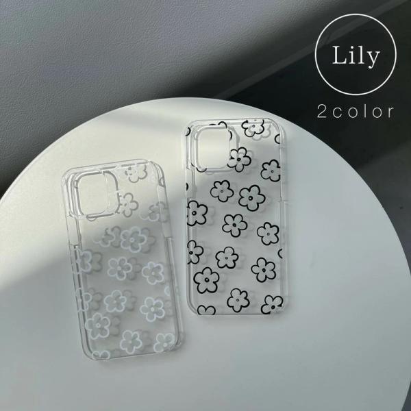 Lily クリア 花柄 フラワー ハードケース iPhone15 iPhone14 iPhone13...