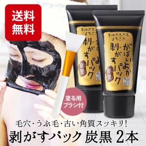 がばいよか剥がすパック 炭黒 すみくろ GA-06 2個セット 送料無料 シリコンブラシ付 ピールオフパック コラーゲン プラセンタ 産毛 角栓 顔 鼻 はがすパック 2本