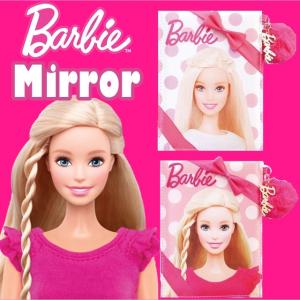 Barbie バービー ミラー 折りたたみ  鏡 リボン バービー人形 ハート キルティング ファー キャラクター ピンク メイク道具 プレゼント ギフト｜cosme-town