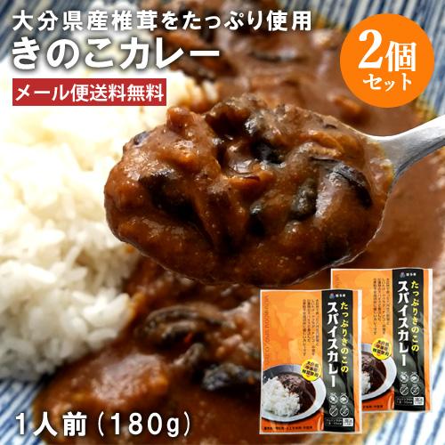 グルテンフリー たっぷりきのこのスパイスカレー 1人前(180g)×2個セット 中辛 嬉多家 ゆうパ...