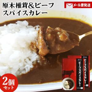 原木椎茸＆九州産野菜＆32種のスパイス配合 ビーフスパイスカレー 中辛 180g×2個セット 嬉多家 メール便｜cosmebox