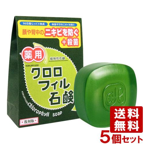 黒龍堂 薬用 クロロフィル石鹸 枠練石鹸 85g×5個セット 合成着色料無添加 復刻版 kokury...