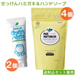 シャボン玉石けん せっけんハミガキ140g×2個＆太陽油脂 パックスナチュロン ハンドソープ替 450ml×4個 PAX NATURON 送料込セット販売｜cosmebox