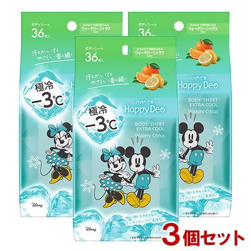 ハッピーデオ(Happy Deo) ボディシート 極冷 シャープミント 36枚入×3個セット クール...