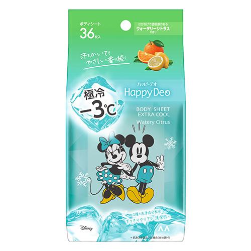 ハッピーデオ(Happy Deo) ボディシート 極冷 ウォータリーシトラス 36枚入 クールタイプ...