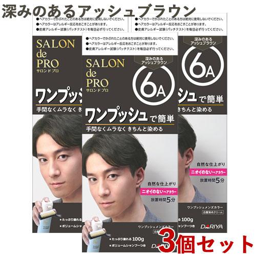 白髪染め サロンドプロ ワンプッシュ メンズカラー 6A 深みのあるアッシュブラウン 白髪用 3個セ...