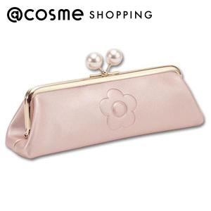 マリークワント エンボスデイジーパール ガマ口ペンケース(本体 パールピンク) H6.5×W21×D5.5cm、パール直径：1.7cm